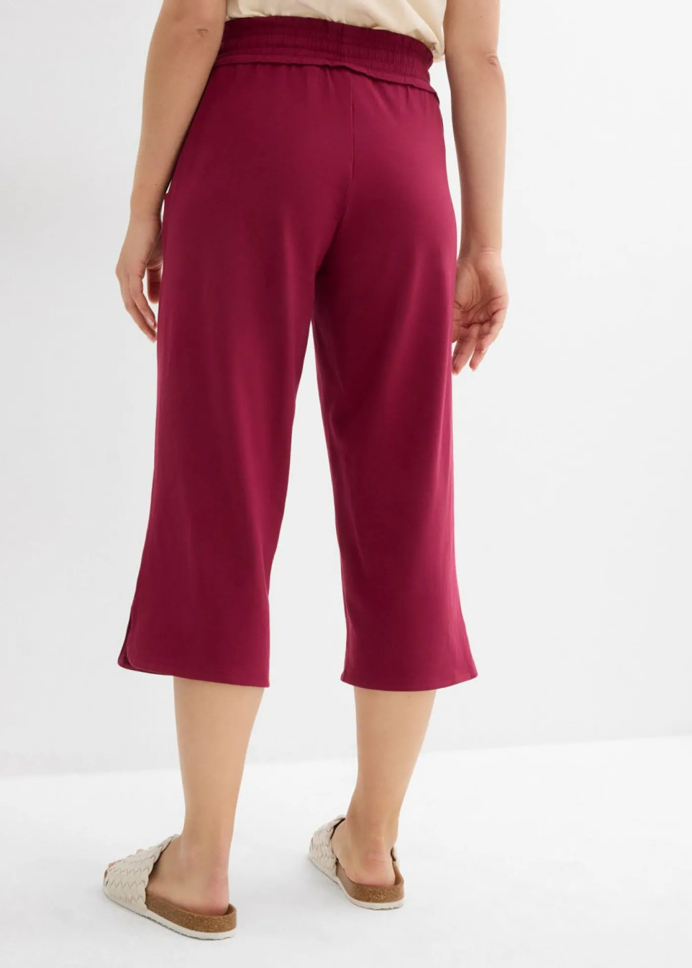 bonprix bonprix Pantalón de punto de mezcla de algodón Rojo azalea Online