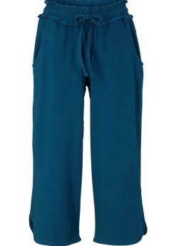 bonprix bonprix Pantalón de punto de mezcla de algodón Azul petróleo Discount