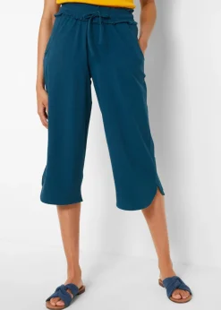 bonprix bonprix Pantalón de punto de mezcla de algodón Azul petróleo Discount