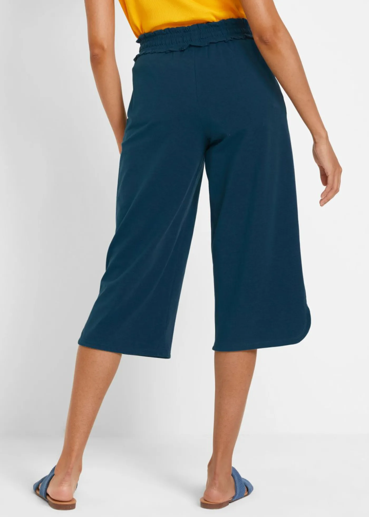 bonprix bonprix Pantalón de punto de mezcla de algodón Azul petróleo Discount