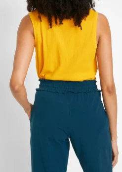 bonprix bonprix Pantalón de punto de mezcla de algodón Azul petróleo Discount