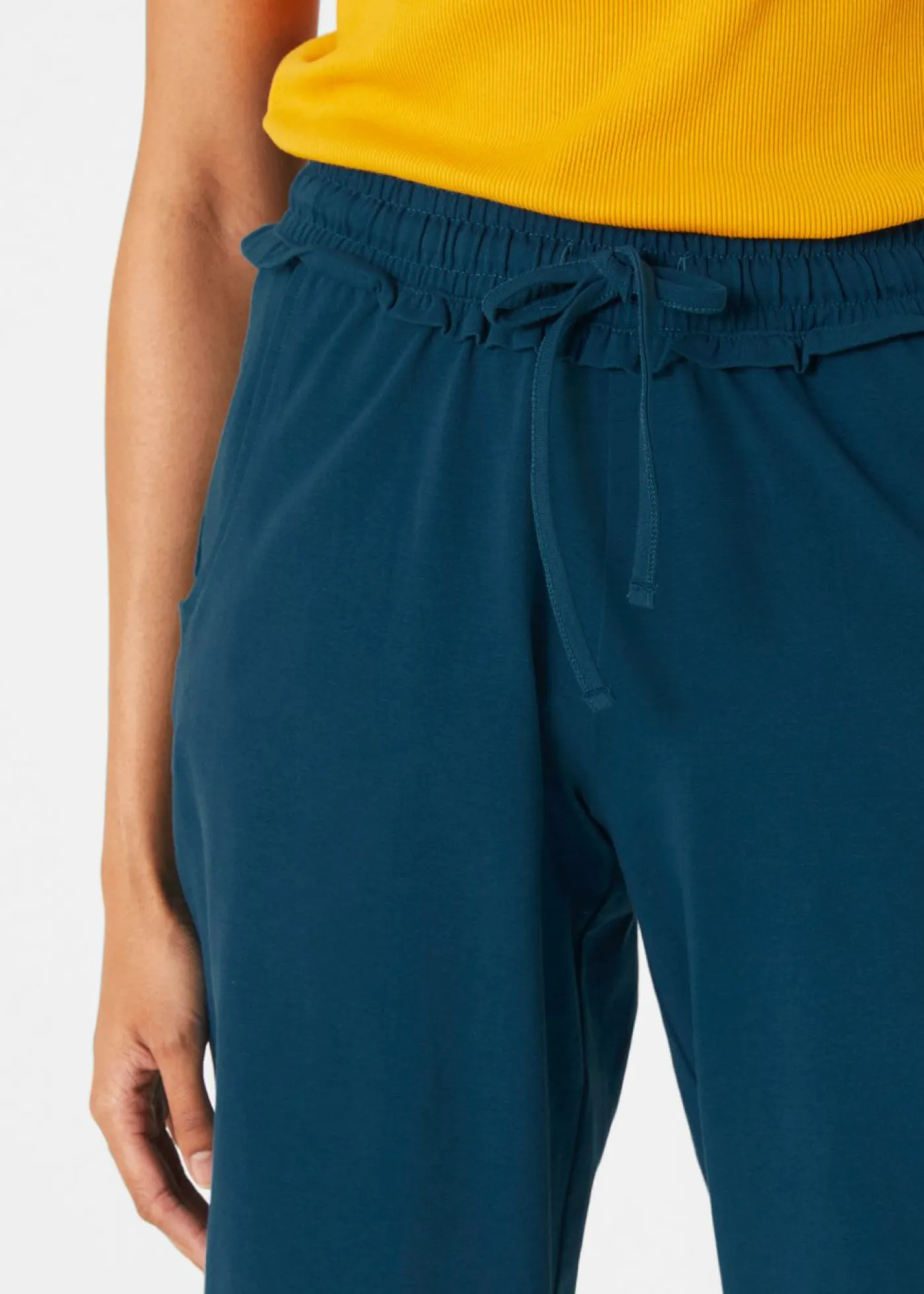 bonprix bonprix Pantalón de punto de mezcla de algodón Azul petróleo Discount