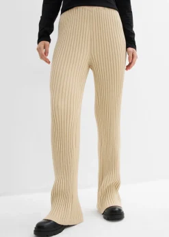 bonprix bonprix Pantalón de punto de mezcla de viscosa suave Arena claro Sale