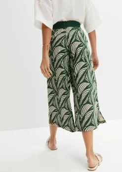 bonprix bonprix Pantalón de punto de mezcla de viscosa sostenible Verde oscuro-beige arena Online