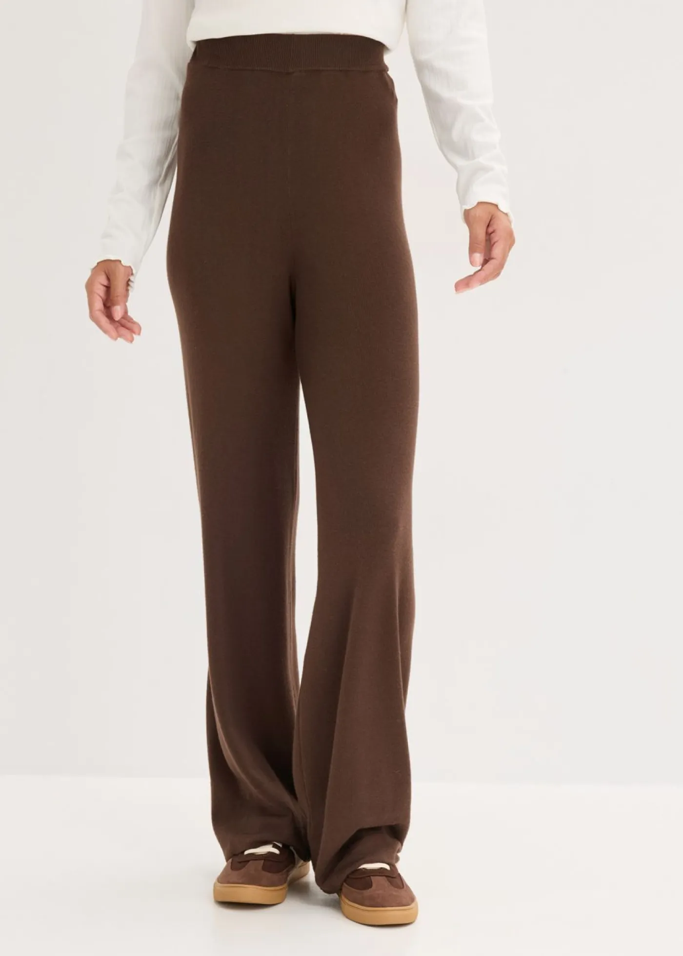 bonprix bonprix Pantalón de punto de mezcla de viscosa suave marrón Hot