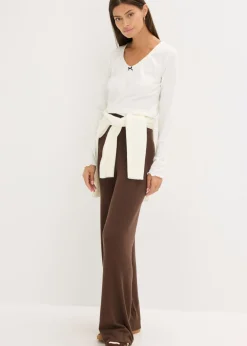 bonprix bonprix Pantalón de punto de mezcla de viscosa suave marrón Hot