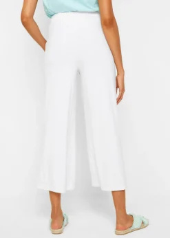 bonprix bonprix Pantalón de punto de mezcla de viscosa fluida, largo 7/8 Blanco Sale