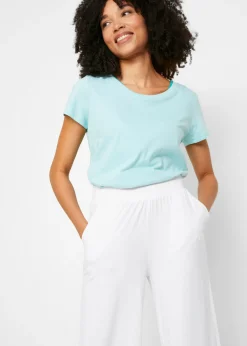 bonprix bonprix Pantalón de punto de mezcla de viscosa fluida, largo 7/8 Blanco Sale