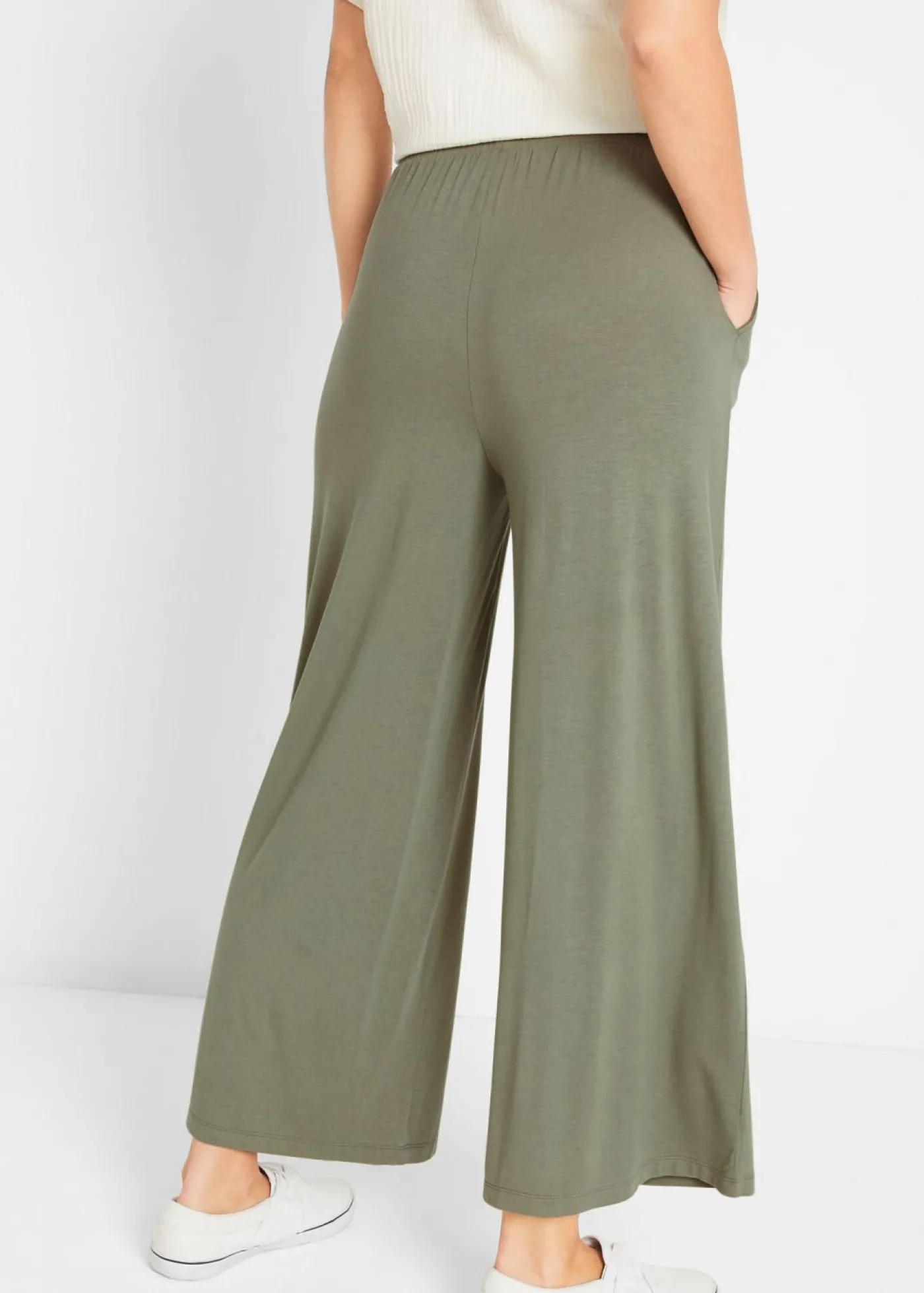 bonprix bonprix Pantalón de punto de mezcla de viscosa fluida, largo 7/8 Verde oliva Clearance