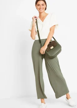 bonprix bonprix Pantalón de punto de mezcla de viscosa fluida, largo 7/8 Verde oliva Clearance