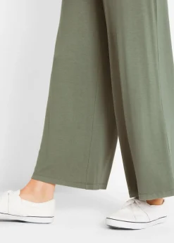 bonprix bonprix Pantalón de punto de mezcla de viscosa fluida, largo 7/8 Verde oliva Clearance