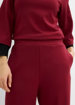 bonprix bonprix Pantalón de punto de neopreno con corte barrel Rojo rubí Best