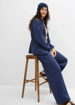 bonprix bonprix Pantalón de punto de neopreno con pinzas Azul marino Clearance