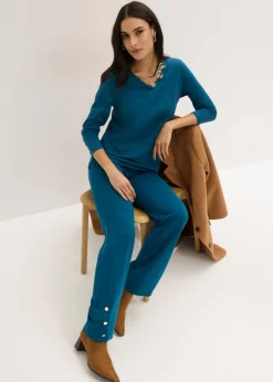 bonprix bonprix Pantalón de Punto di Roma Petróleo azul Outlet