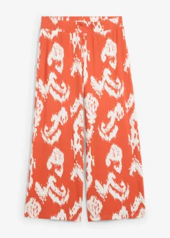 bonprix bonprix Pantalón de punto en mezcla de viscosa Cayena/blanco lana estampado Discount