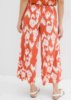 bonprix bonprix Pantalón de punto en mezcla de viscosa Cayena/blanco lana estampado Discount