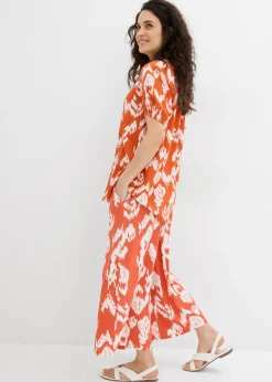 bonprix bonprix Pantalón de punto en mezcla de viscosa Cayena/blanco lana estampado Discount