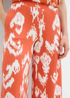 bonprix bonprix Pantalón de punto en mezcla de viscosa Cayena/blanco lana estampado Discount