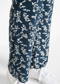 bonprix bonprix Pantalón de punto en mezcla de viscosa azul marino con flores