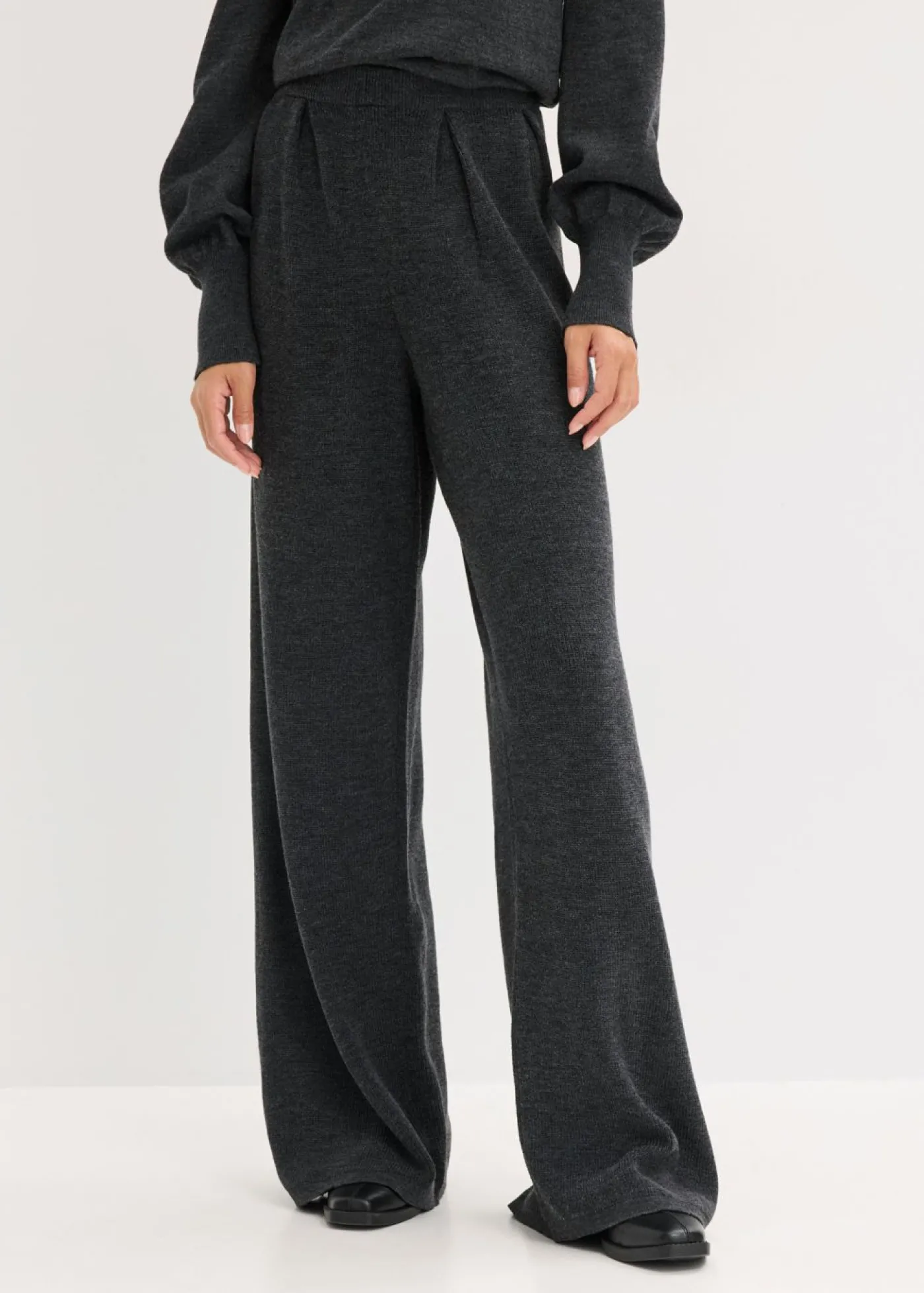bonprix bonprix Pantalón de punto fino antracita jaspeado moteado New