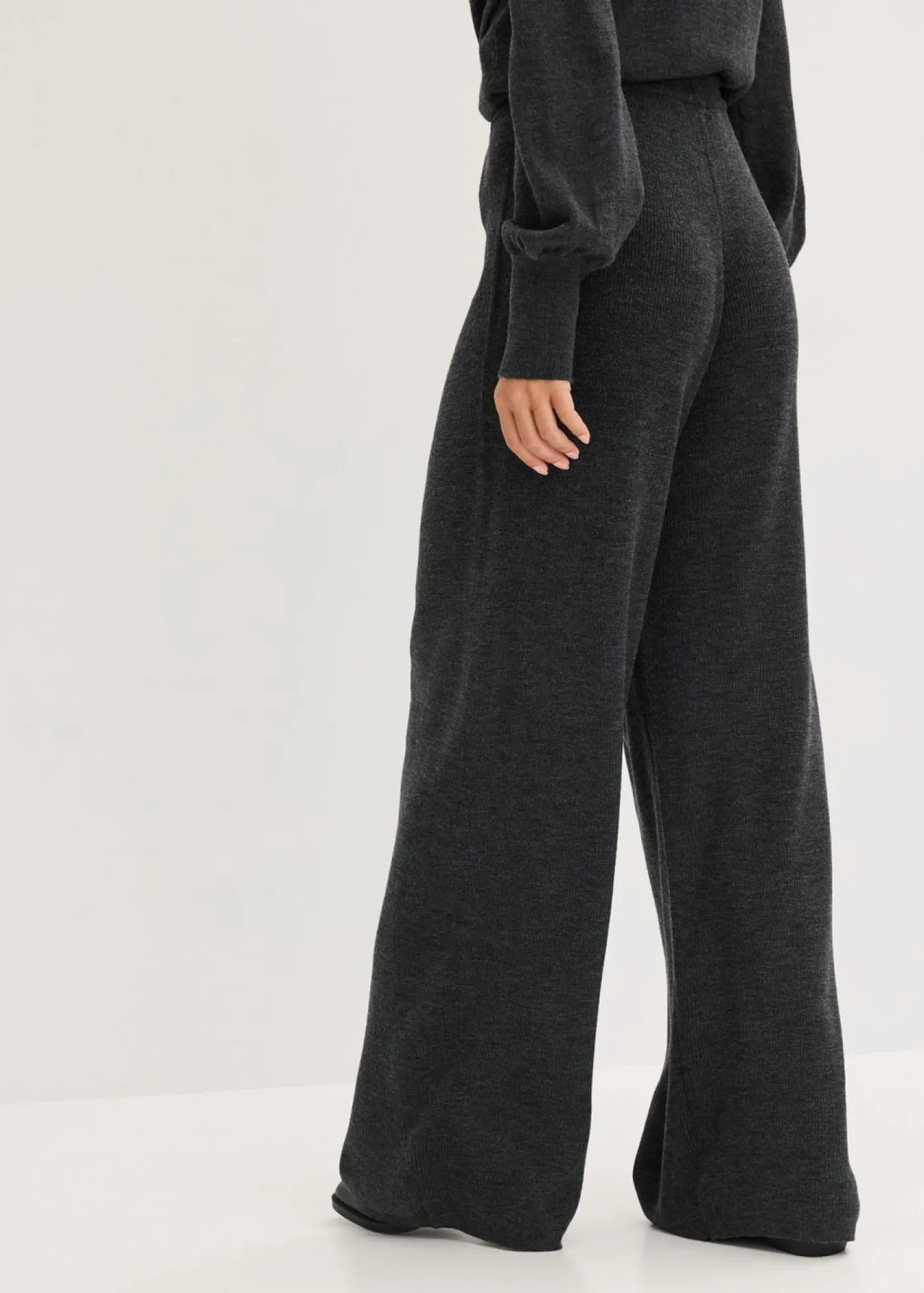 bonprix bonprix Pantalón de punto fino antracita jaspeado moteado New
