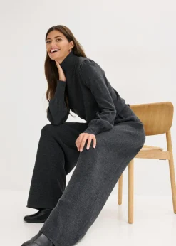 bonprix bonprix Pantalón de punto fino antracita jaspeado moteado New