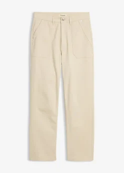 bonprix bonprix Pantalón de sarga acortado Arena claro New