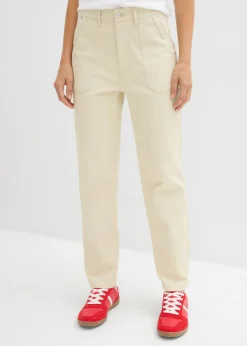 bonprix bonprix Pantalón de sarga acortado Arena claro New