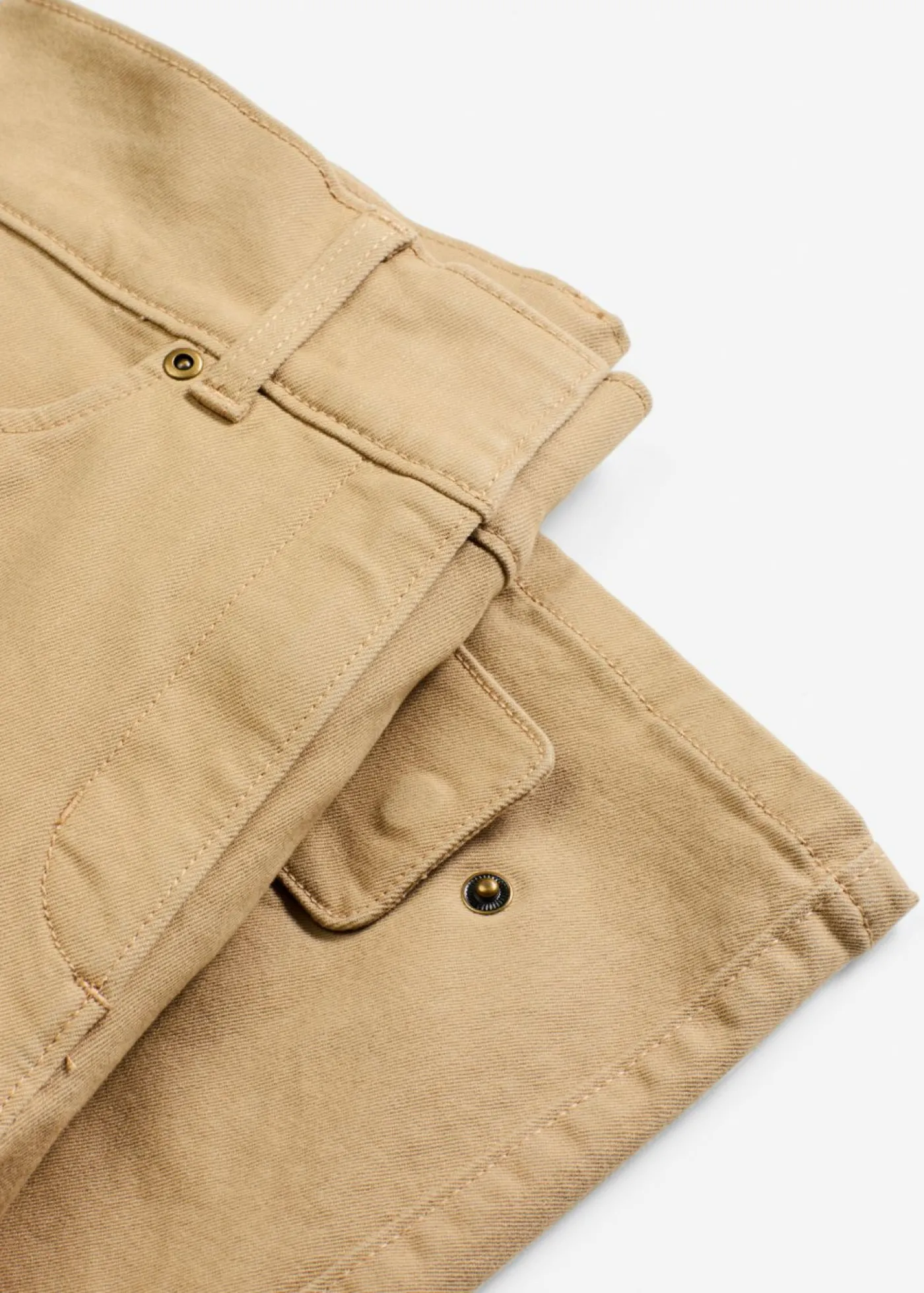 bonprix bonprix Pantalón de sarga con cintura alta Caqui claro Outlet