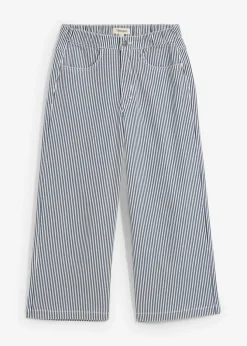 bonprix bonprix Pantalón de sarga con cintura cómoda Azul marino-blanco lana de rayas New