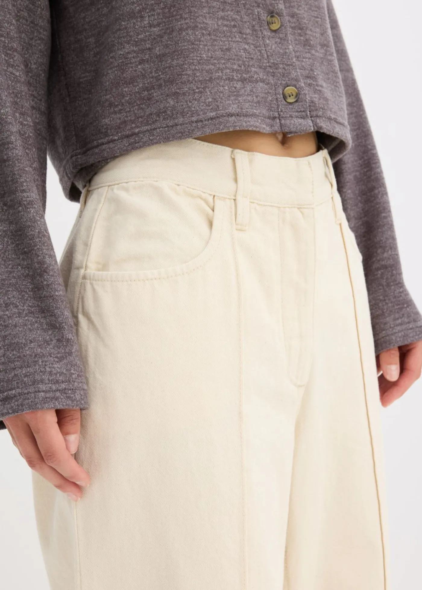 bonprix bonprix Pantalón de sarga de algodón puro gris guijarro Hot