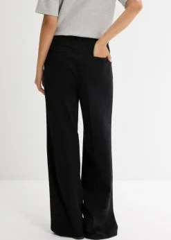 bonprix bonprix Pantalón de sarga de algodón puro con pinzas Negro usado Outlet