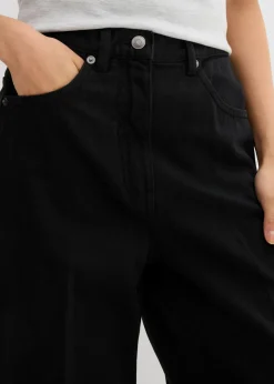 bonprix bonprix Pantalón de sarga de algodón puro con pinzas Negro usado Outlet
