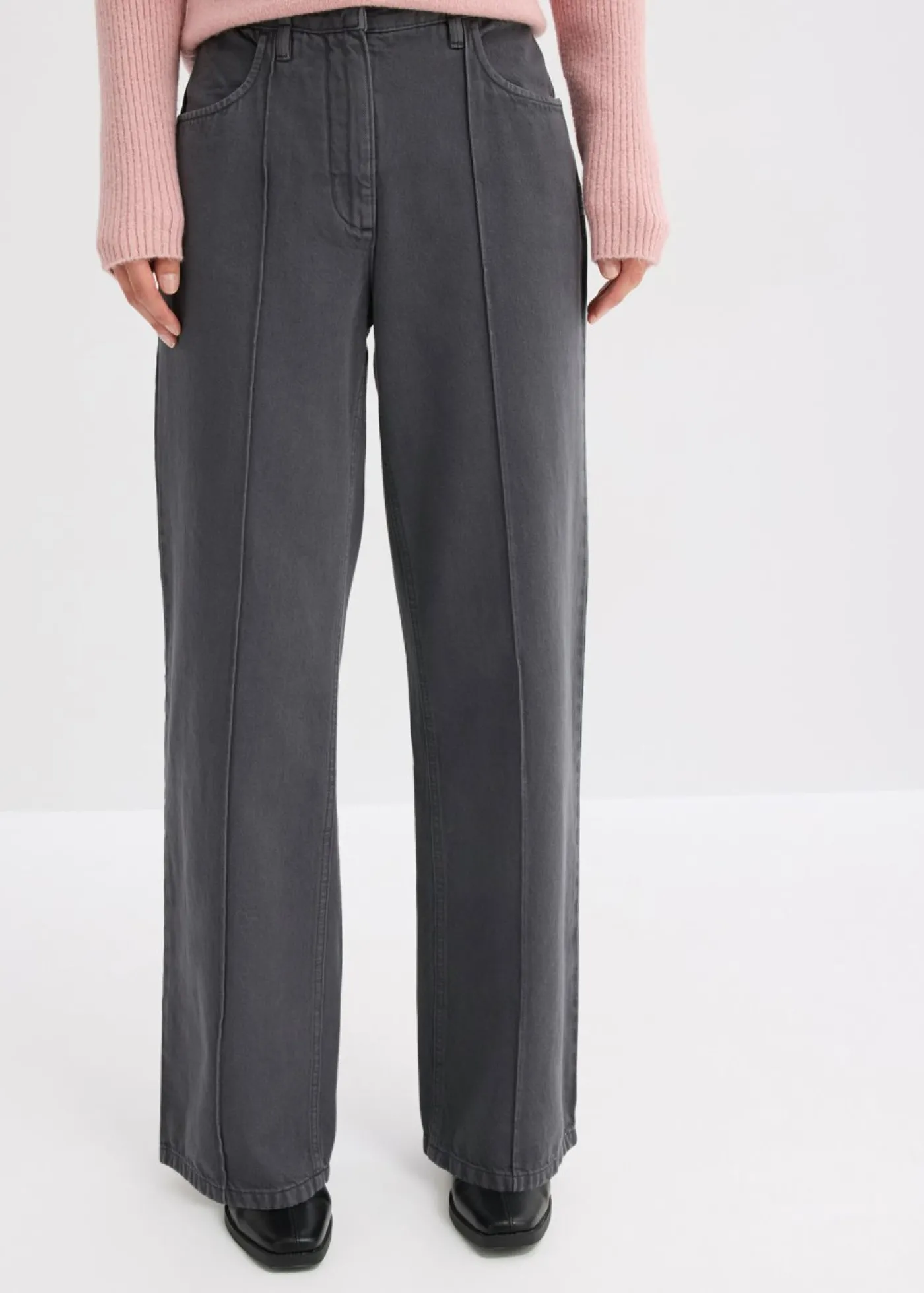 bonprix bonprix Pantalón de sarga de algodón puro pizarra Discount