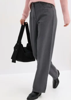 bonprix bonprix Pantalón de sarga de algodón puro pizarra Discount