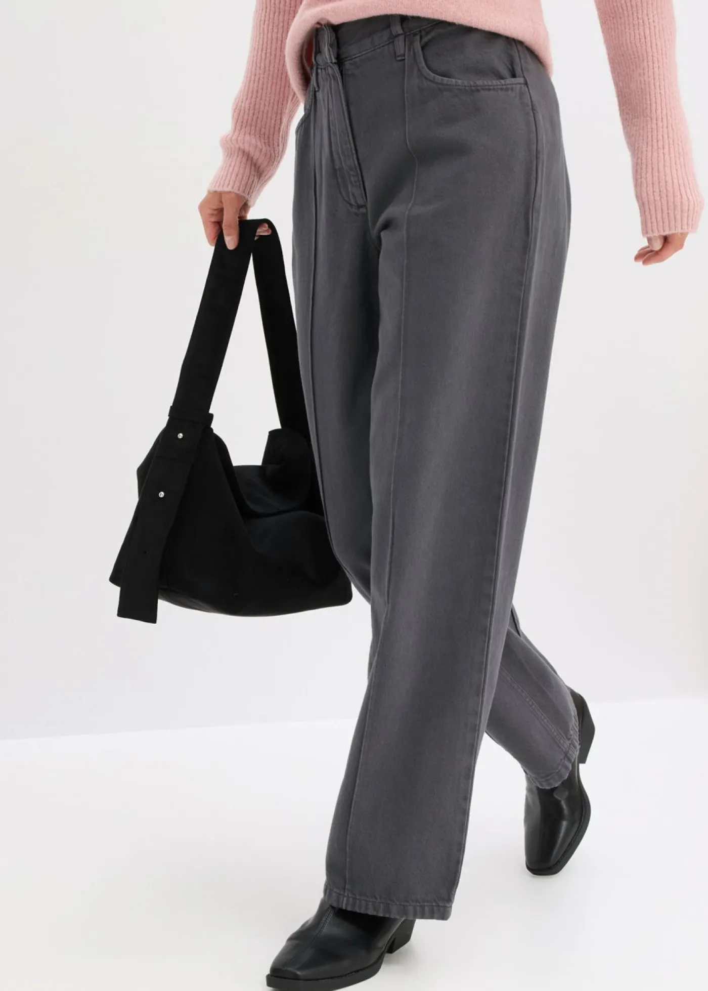 bonprix bonprix Pantalón de sarga de algodón puro pizarra Discount