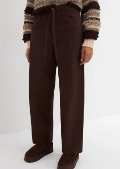 bonprix bonprix Pantalón de sarga de algodón puro Marrón oscuro Discount