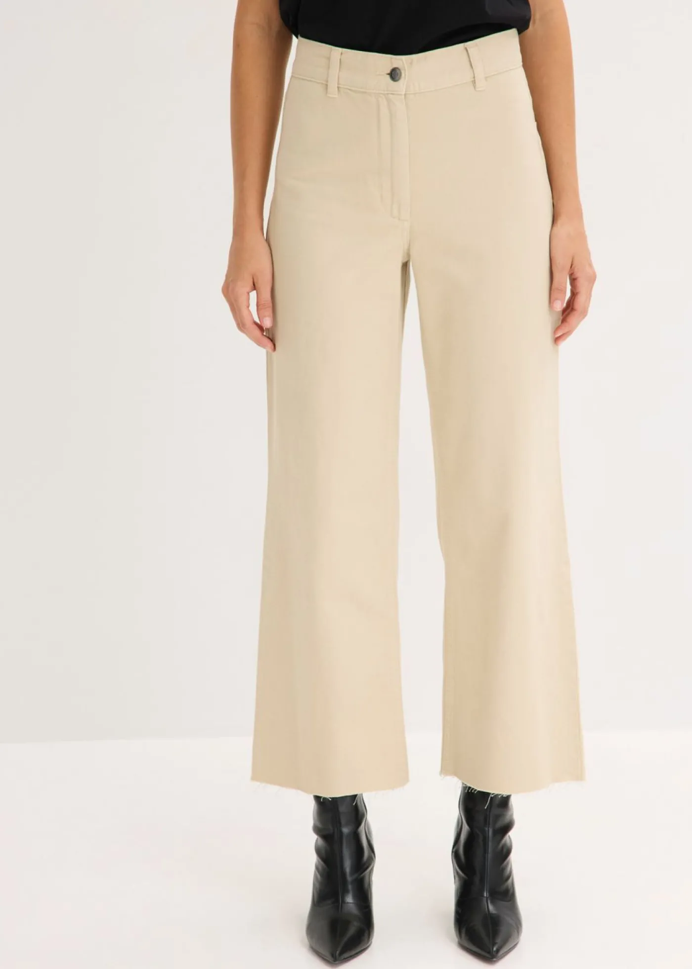 bonprix bonprix Pantalón de sarga de algodón puro Arena claro Outlet
