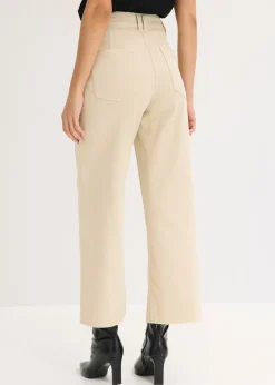bonprix bonprix Pantalón de sarga de algodón puro Arena claro Outlet