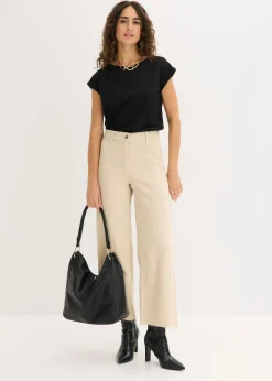 bonprix bonprix Pantalón de sarga de algodón puro Arena claro Outlet