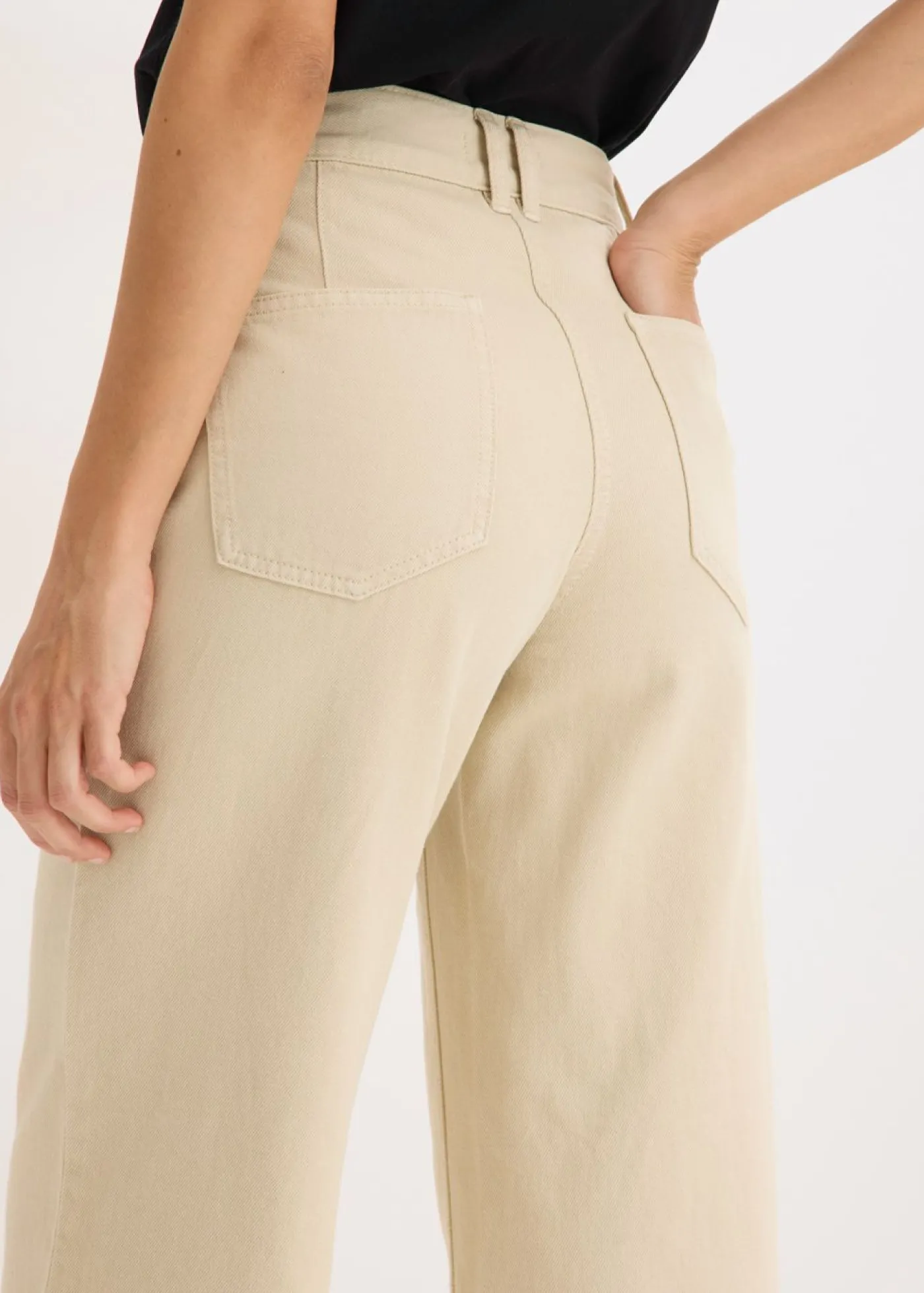 bonprix bonprix Pantalón de sarga de algodón puro Arena claro Outlet
