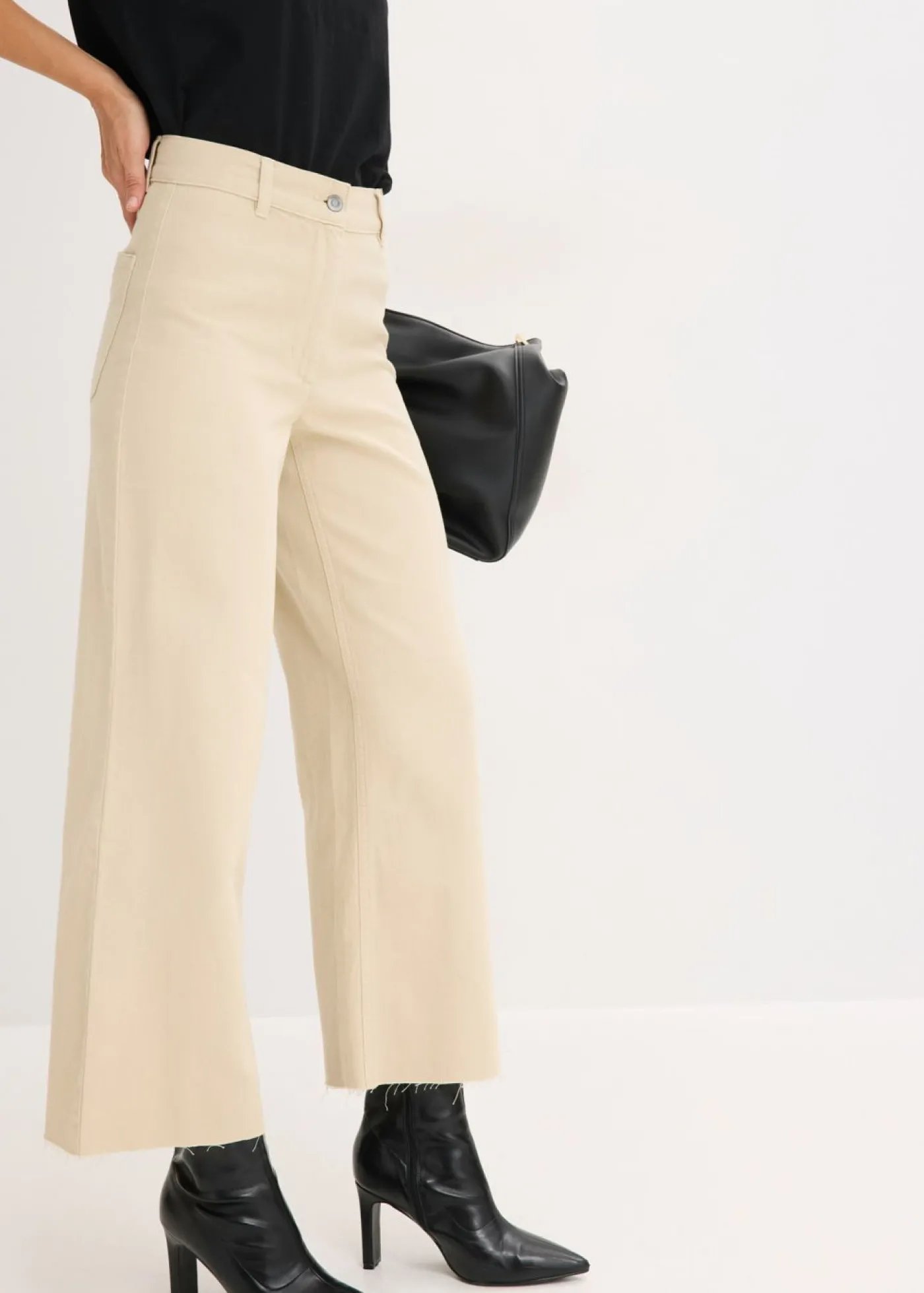 bonprix bonprix Pantalón de sarga de algodón puro Arena claro Outlet