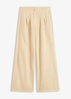 bonprix bonprix Pantalón de sarga de algodón puro Arena claro Outlet