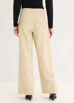 bonprix bonprix Pantalón de sarga de algodón puro Arena claro Outlet