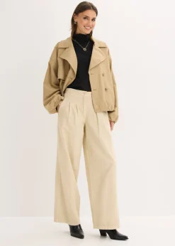 bonprix bonprix Pantalón de sarga de algodón puro Arena claro Outlet
