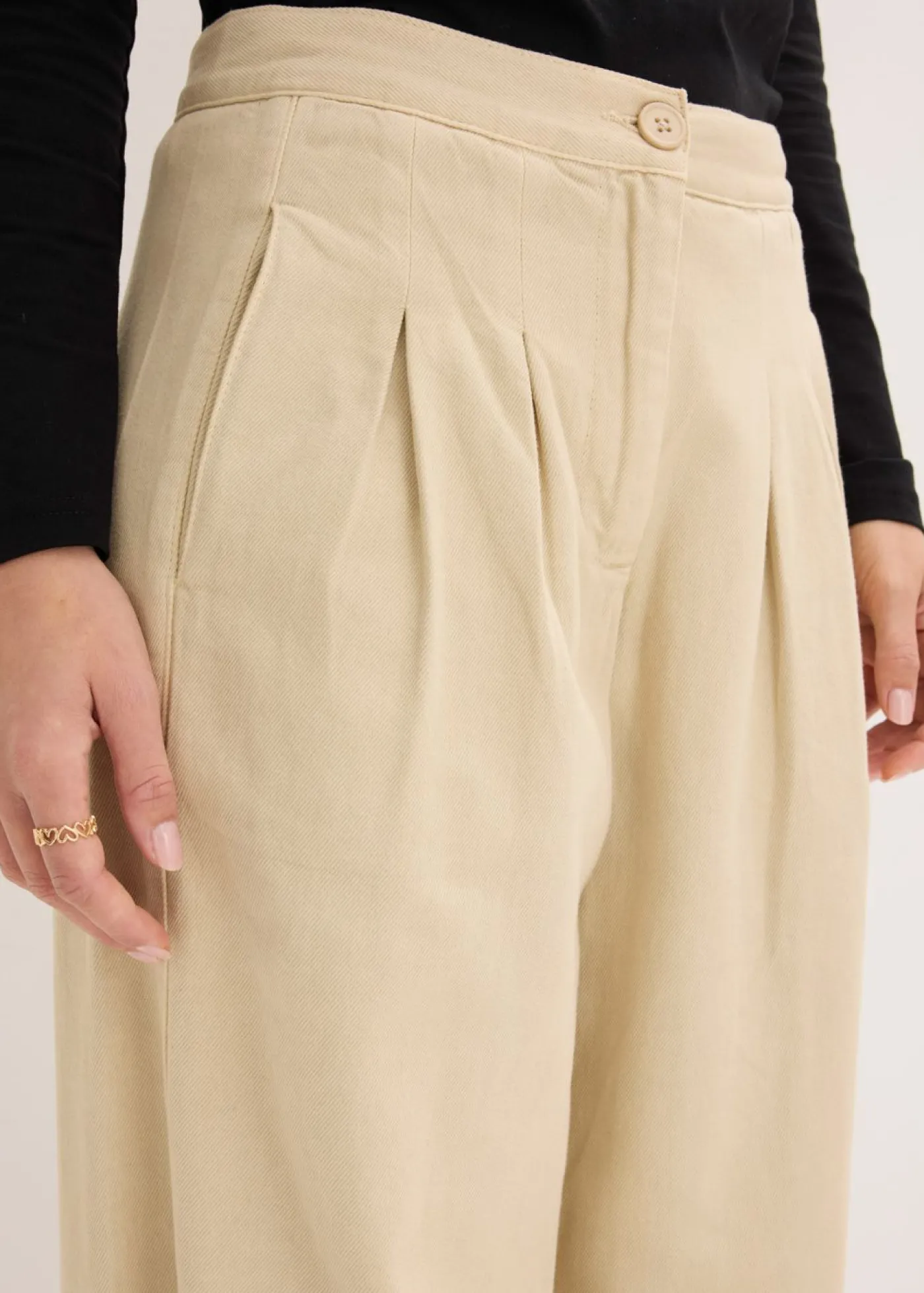 bonprix bonprix Pantalón de sarga de algodón puro Arena claro Outlet