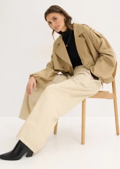bonprix bonprix Pantalón de sarga de algodón puro Arena claro Outlet