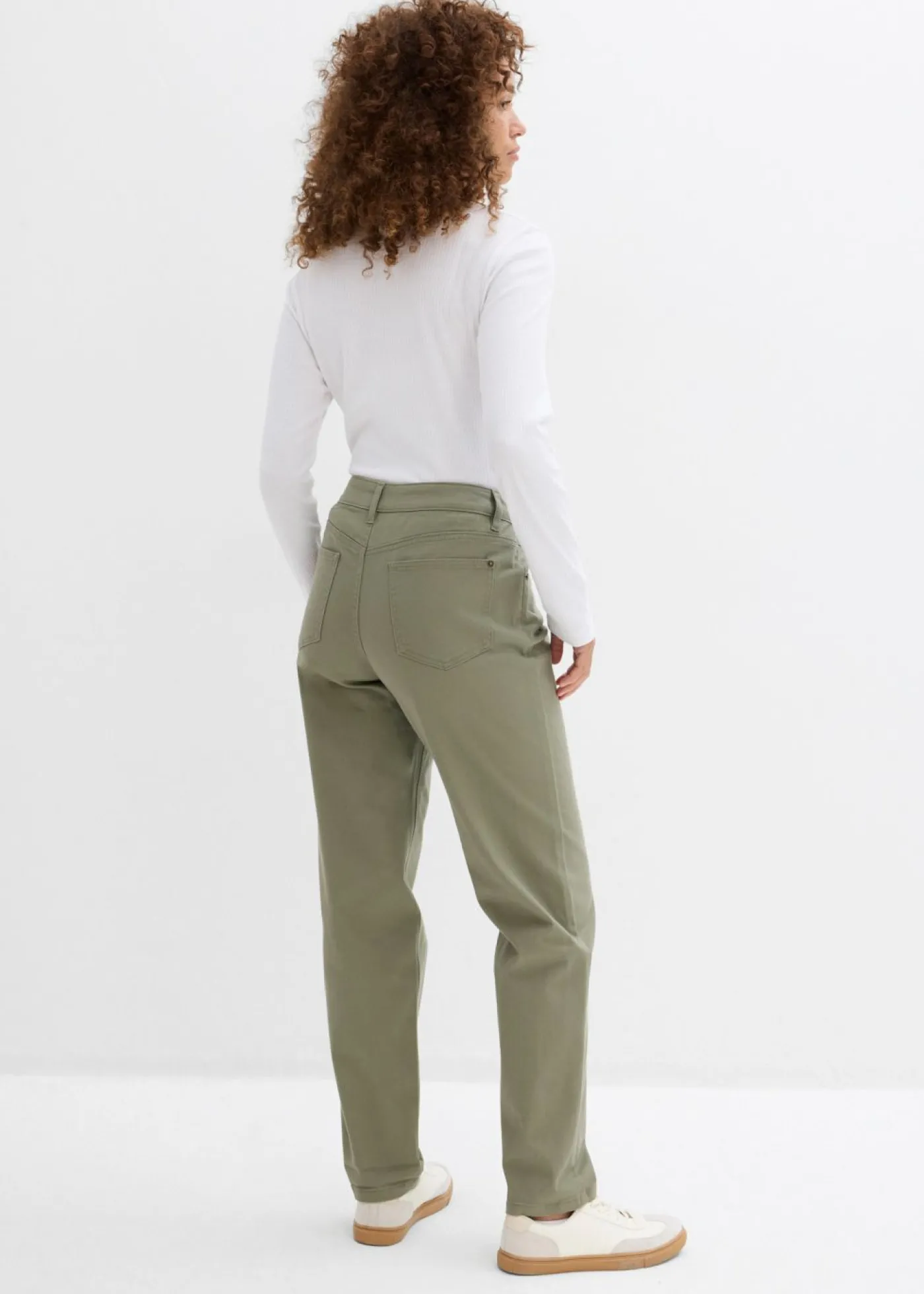 bonprix bonprix Pantalón de sarga de mezcla de algodón y elastano Verde oliva Best