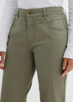 bonprix bonprix Pantalón de sarga de mezcla de algodón y elastano Verde oliva Best