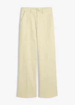 bonprix bonprix Pantalón de sarga de talle alto Arena claro Hot
